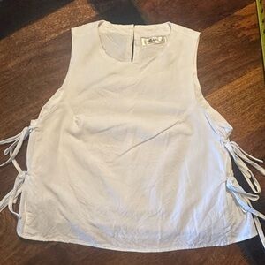 Linen mix side tie women’s top from Mahina size Med EUC